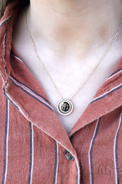 Sterling Silver Engravable CZ Halo Necklace - Allyanna GiftsMONOGRAM + ENGRAVING