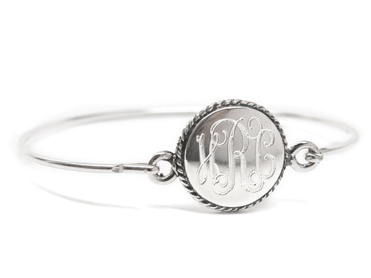 Sterling Silver Engravable Rope Circle Disc Baby Bracelet - Allyanna GiftsBRACELETS