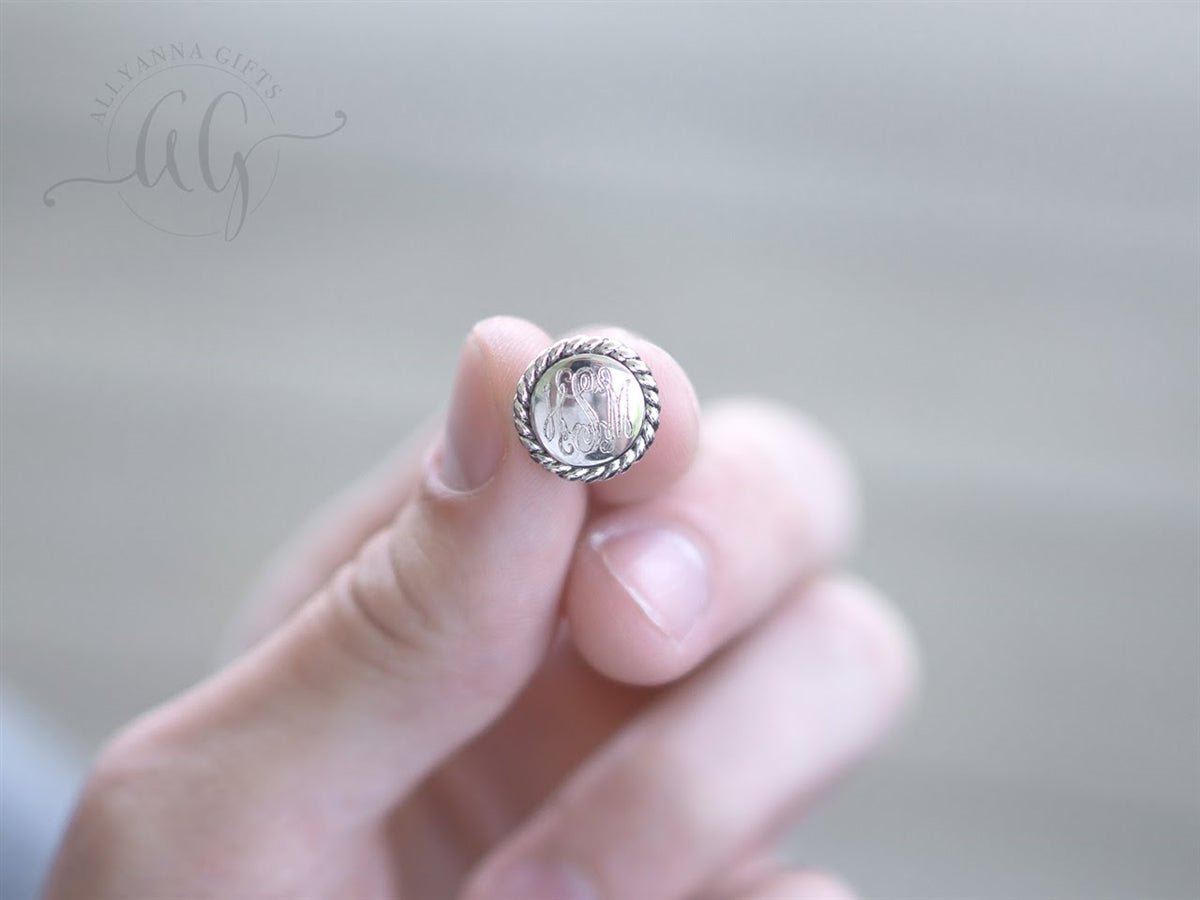 Sterling Silver Engravable Rope Earrings - Allyanna GiftsMONOGRAM + ENGRAVING