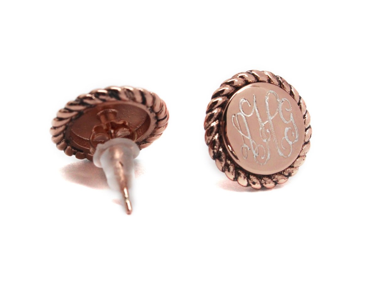 Sterling Silver Engravable Rope Earrings - Allyanna GiftsMONOGRAM + ENGRAVING