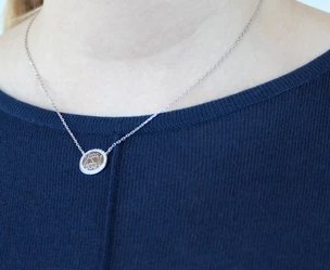 Sterling Silver Engravable Round CZ Pendant Necklaces - Allyanna Gifts