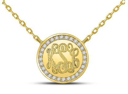 Sterling Silver Engravable Round CZ Pendant Necklaces - Allyanna Gifts