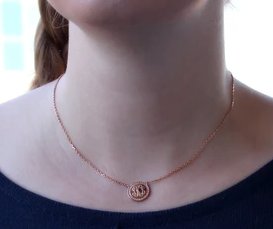 Sterling Silver Engravable Round CZ Pendant Necklaces - Allyanna Gifts