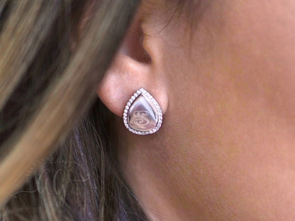 Sterling Silver Engravable Teardrop CZ Earrings - Allyanna GiftsMONOGRAM + ENGRAVING