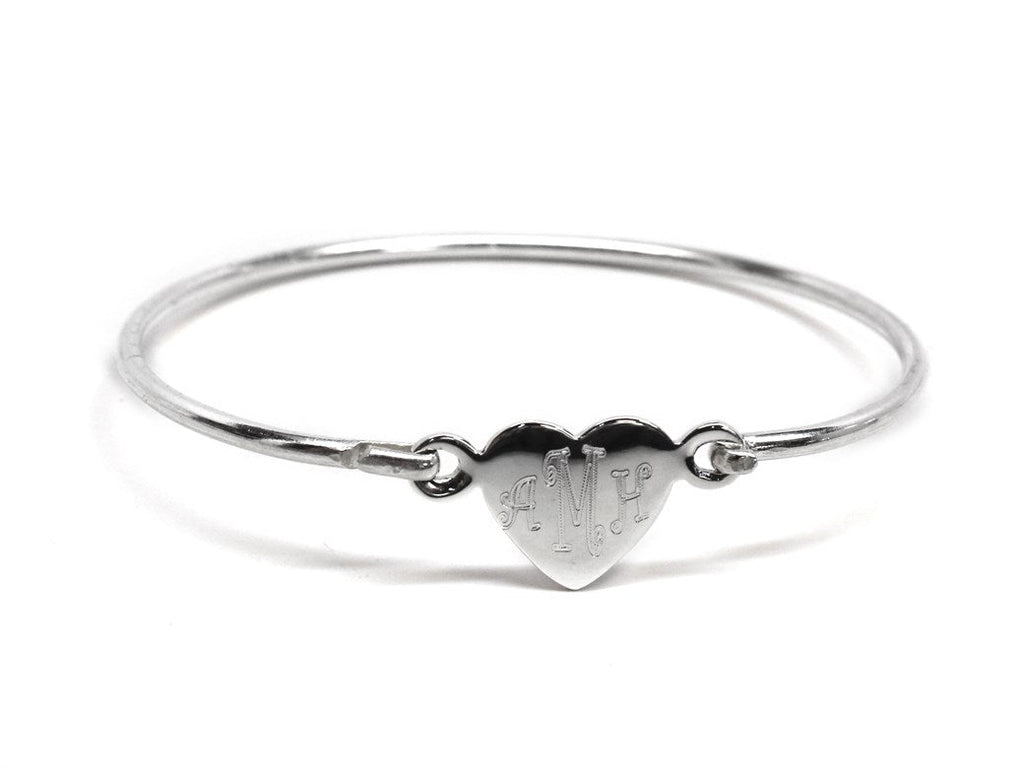 Sterling Silver Engraved Heart Baby Bangle - Allyanna GiftsGIFTS