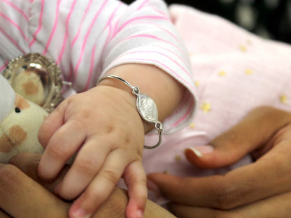 Sterling Silver Engraved Oval Baby Bangle - Allyanna GiftsGIFTS