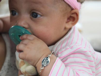 Sterling Silver Engraved Oval Baby Bangle - Allyanna GiftsGIFTS