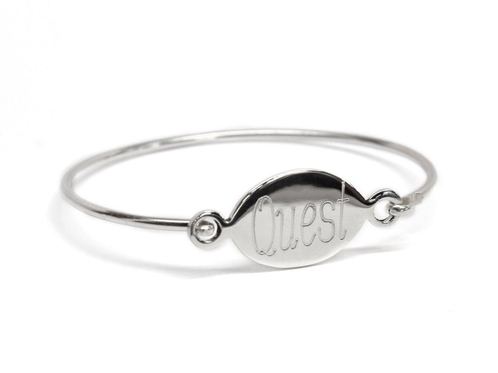 Sterling Silver Engraved Oval Baby Bangle - Allyanna GiftsGIFTS
