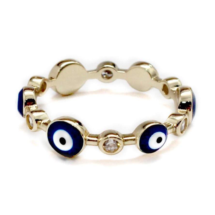 STERLING SILVER EVIL EYE RING IN LIGHT AND DARK BLUE COLORS - Allyanna GiftsRINGS