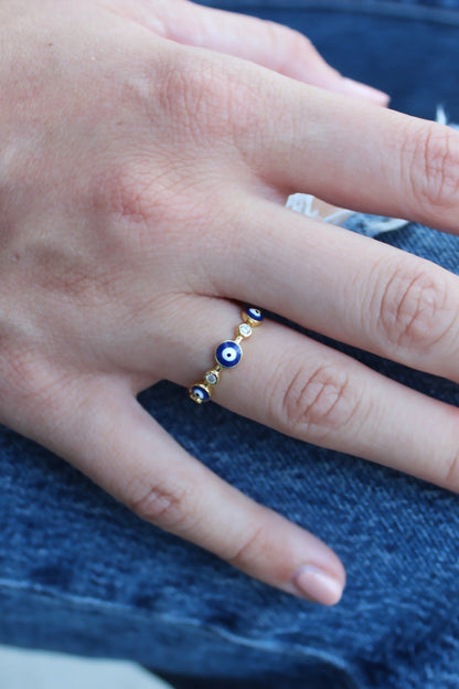 Sterling Silver Evil Eye Ring - Allyanna GiftsRINGS