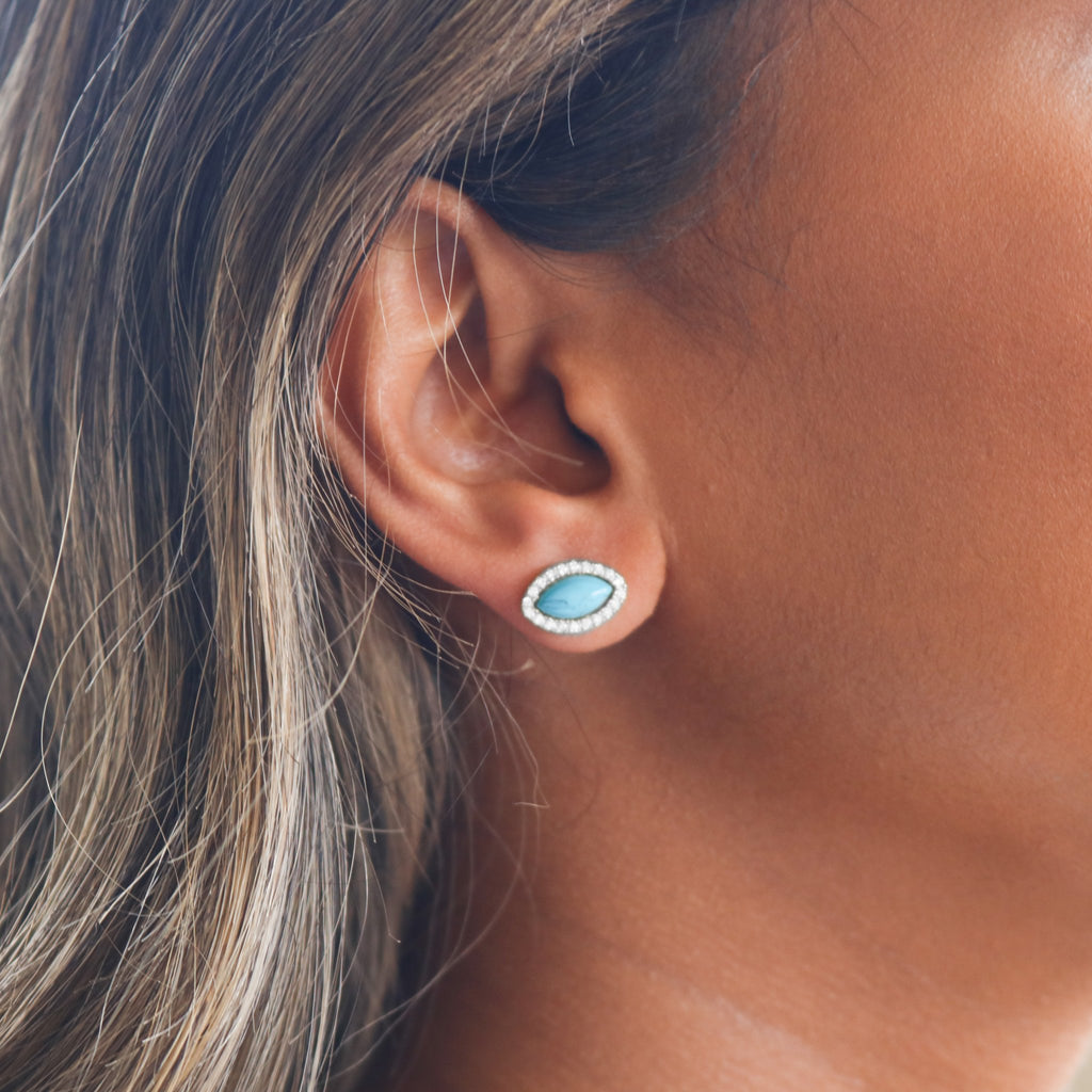 Sterling Silver Eye Shaped Opal Earrings - Allyanna GiftsEARRINGS