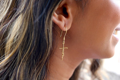 Sterling Silver Faith Dangle Earrings - Allyanna GiftsEARRINGS