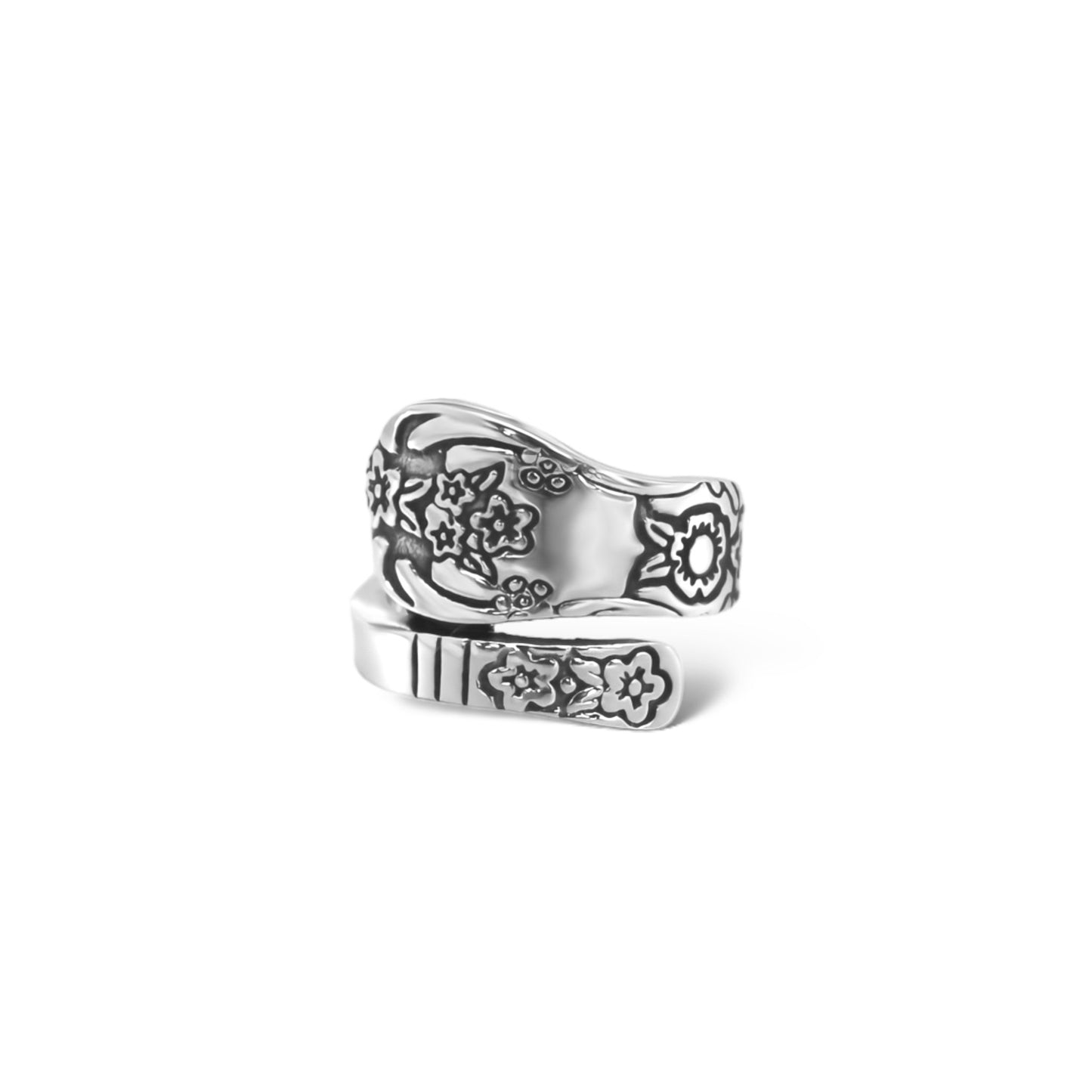 Sterling Silver Flower Detailed Spoon Design Ring - Allyanna GiftsRINGS