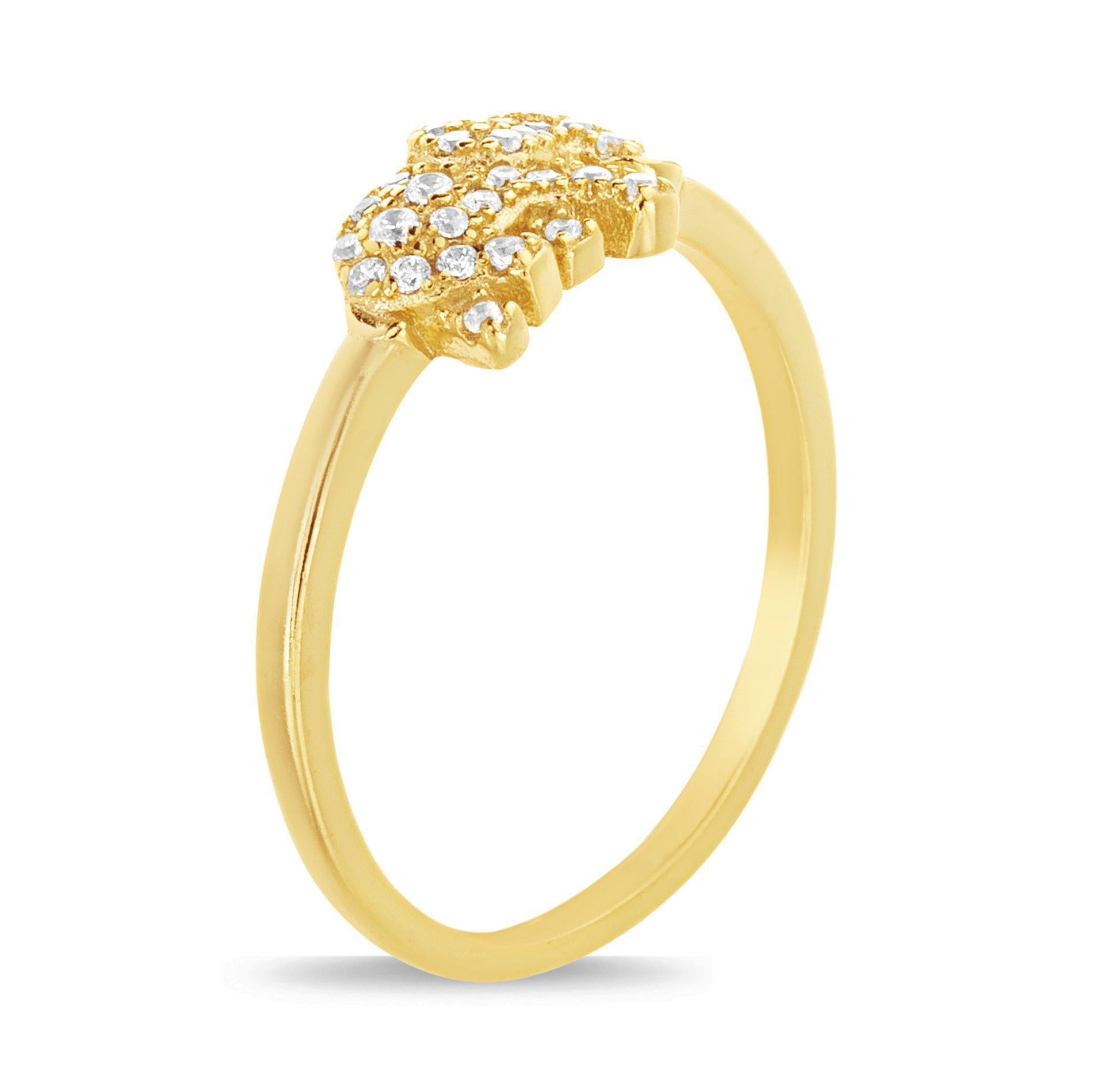 Sterling Silver Gold Pave CZ Elephant Ring - Allyanna GiftsRINGS