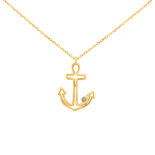 Sterling Silver Gold Plate Anchor Necklace - Allyanna Gifts