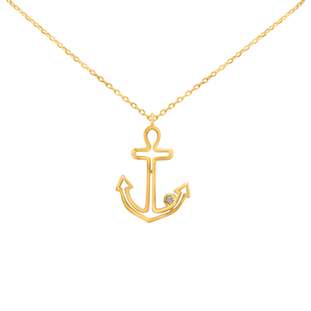 Sterling Silver Gold Plate Anchor Necklace - Allyanna Gifts