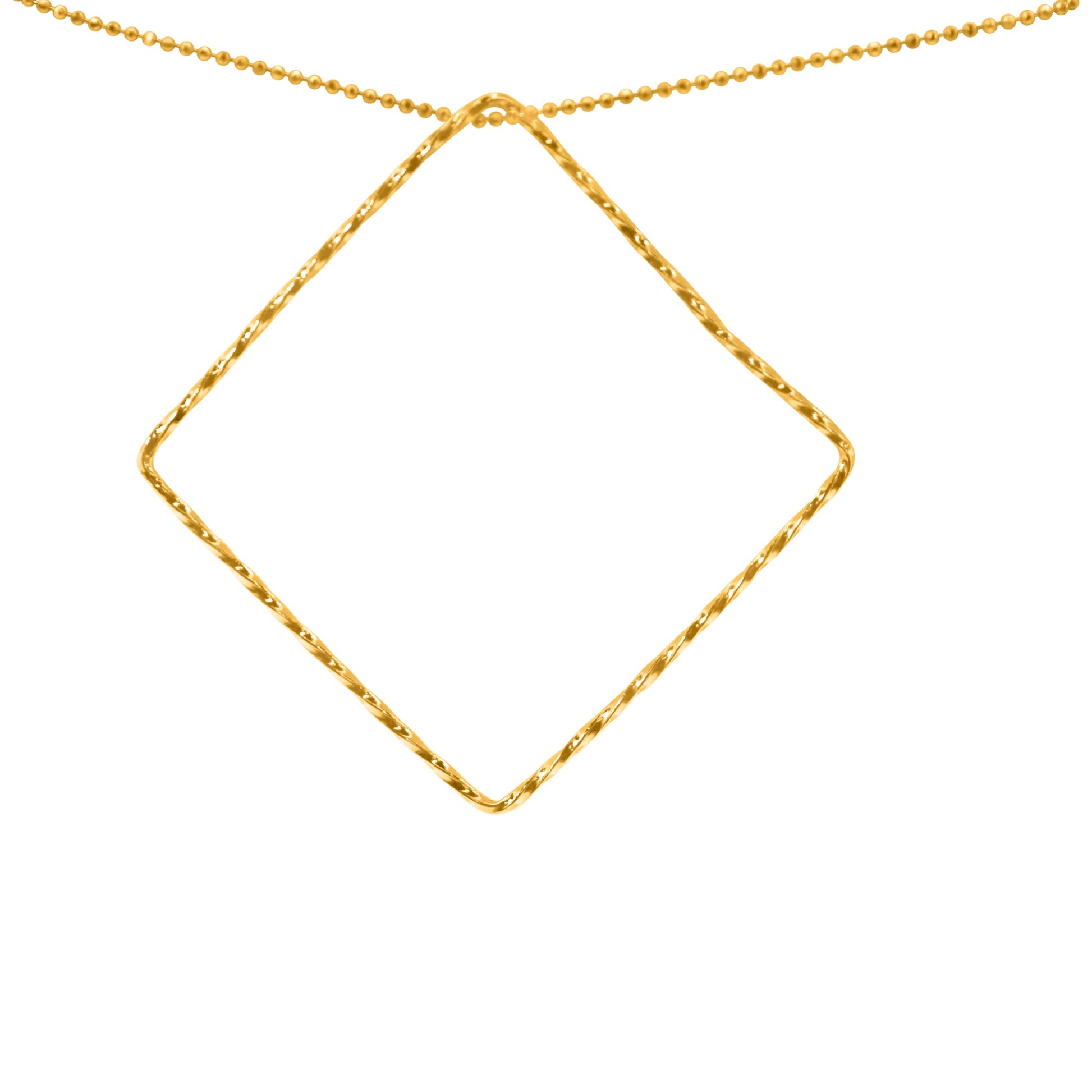 Sterling Silver Gold Plate Large Rope Diamond Shape with Bead Chain - Allyanna Gifts