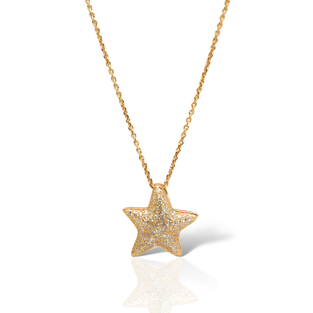 Sterling Silver Gold Plate Star CZ Necklace - Allyanna Gifts