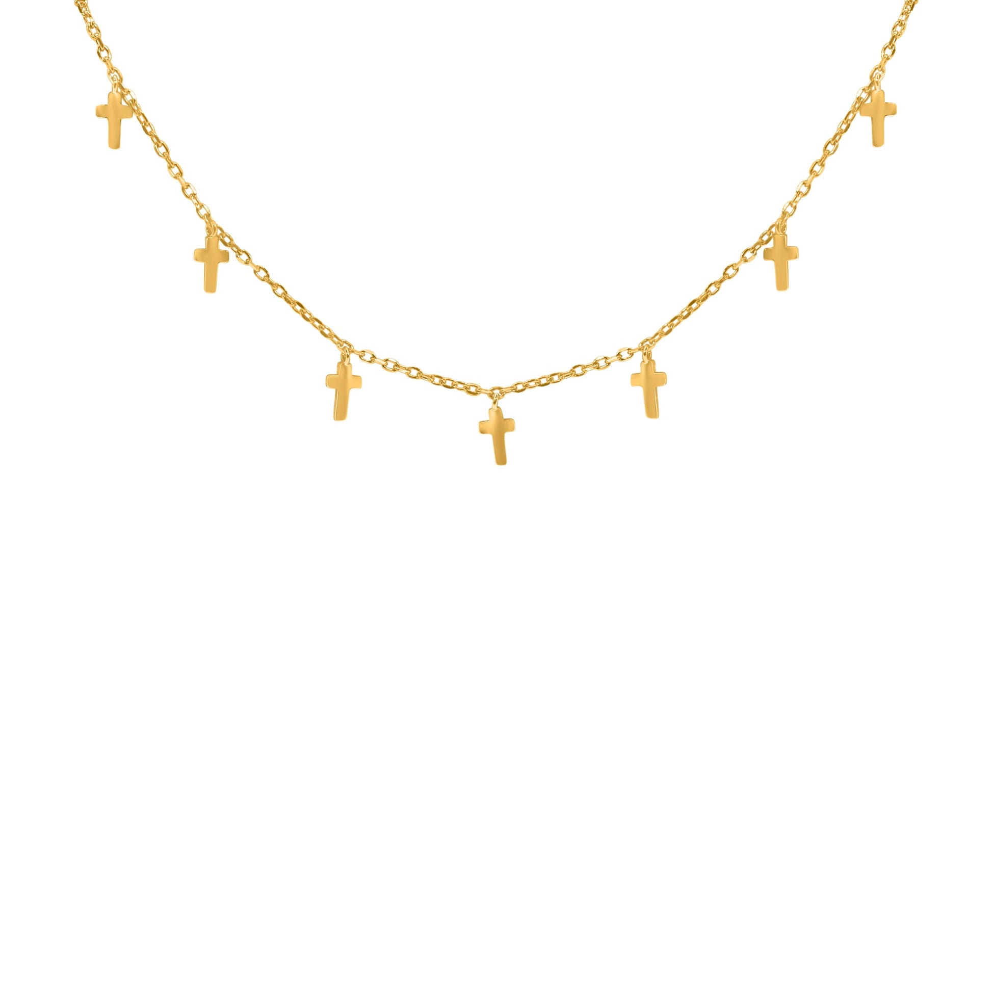 Sterling Silver Gold Plate Station Cross Necklace - Allyanna GiftsNECKLACE