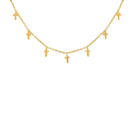 Sterling Silver Gold Plate Station Cross Necklace - Allyanna GiftsNECKLACE