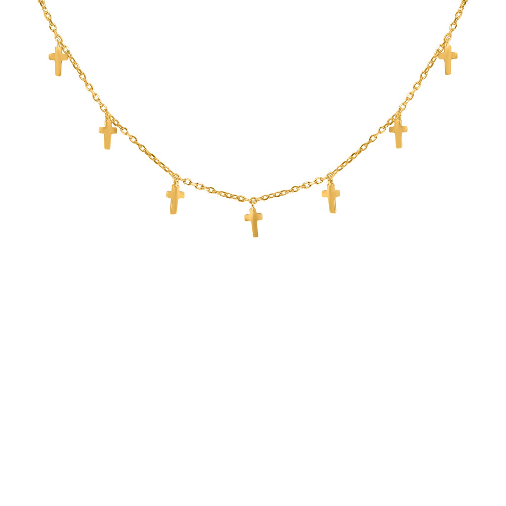 Sterling Silver Gold Plate Station Cross Necklace - Allyanna GiftsNECKLACE