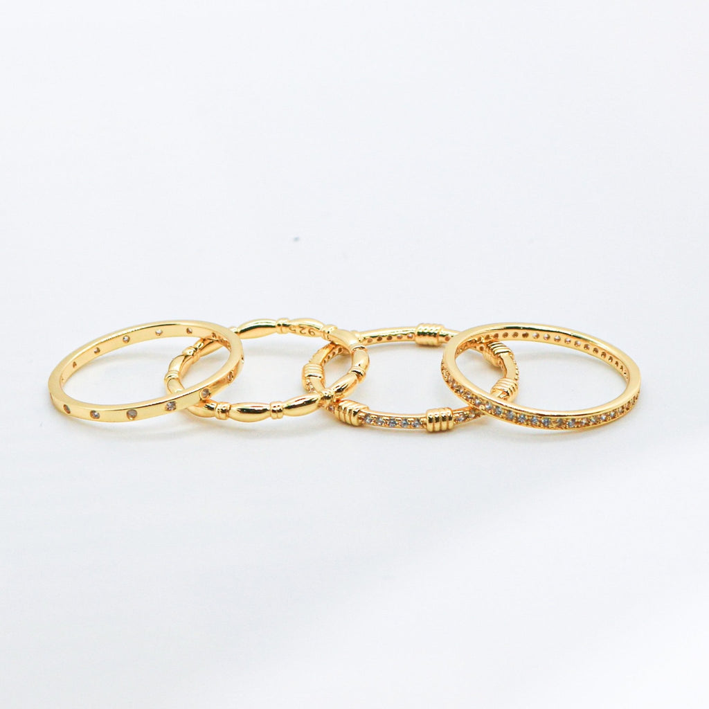 Sterling Silver Gold Plated 4 Stackable CZ Ring - Allyanna GiftsRINGS