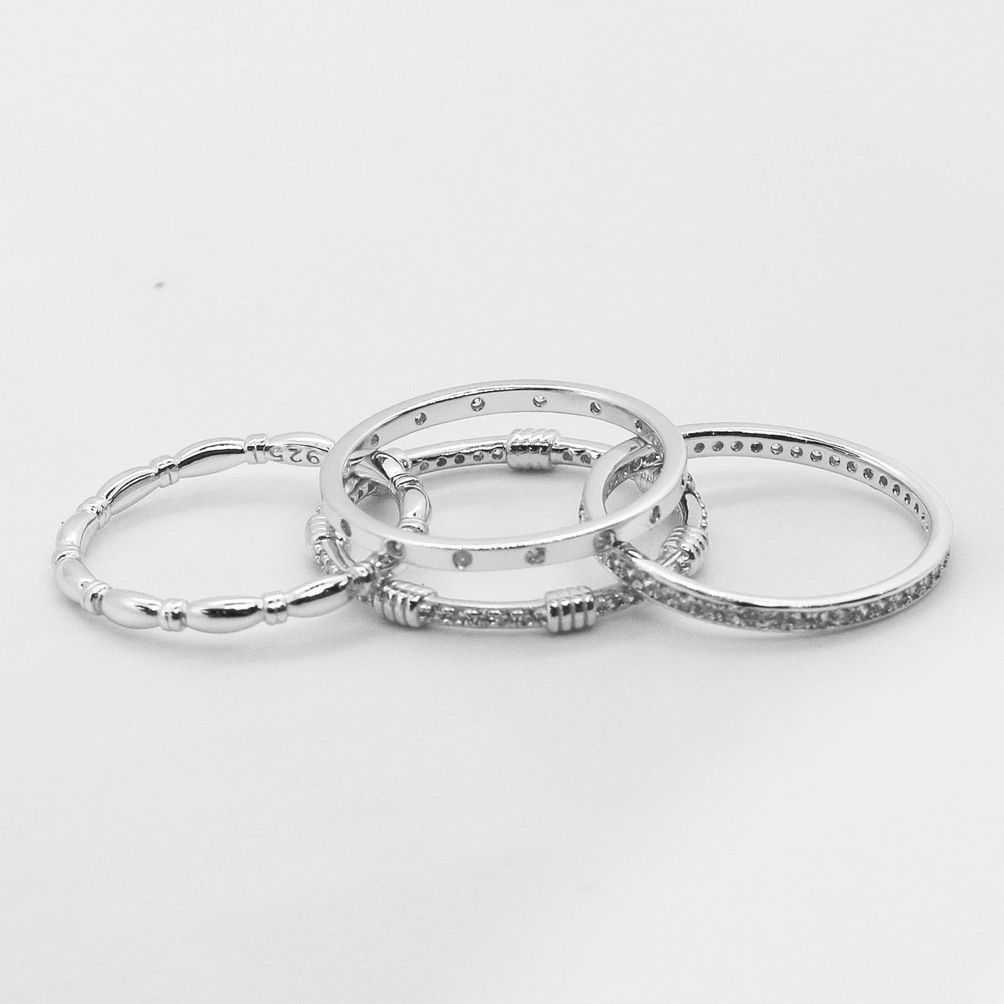 Sterling Silver Gold Plated 4 Stackable CZ Ring - Allyanna GiftsRINGS