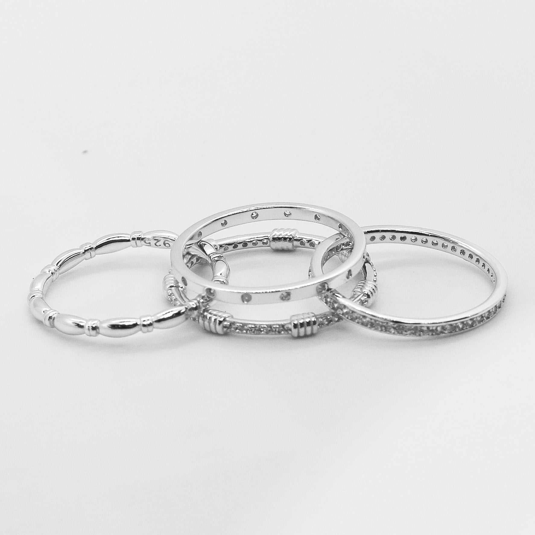Sterling Silver Gold Plated 4 Stackable CZ Ring - Allyanna GiftsRINGS