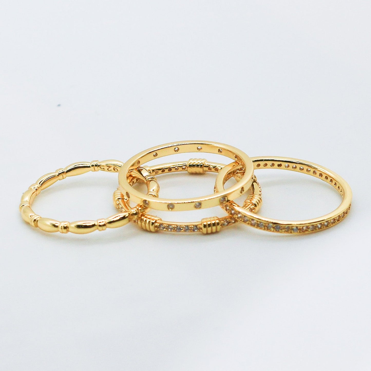 Sterling Silver Gold Plated 4 Stackable CZ Ring - Allyanna GiftsRINGS