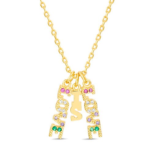 Sterling Silver Gold Plated CZ "Love is Love" Necklace - Allyanna Gifts