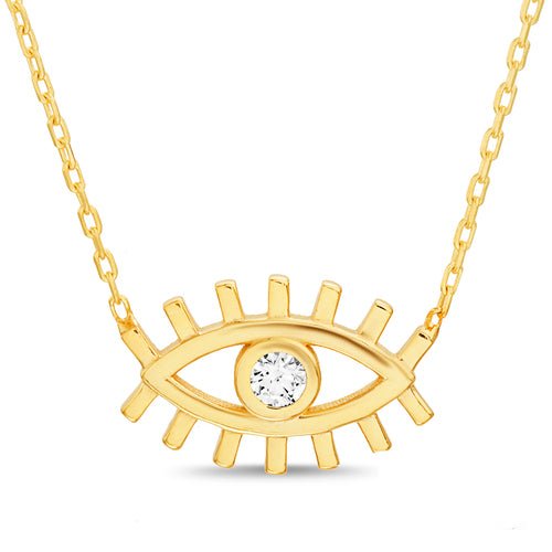 Sterling Silver Gold Plated Evil Eye Necklace - Allyanna Gifts
