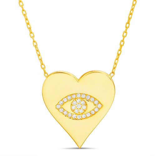 Sterling Silver Gold Plated Heat Evil Eye Necklace - Allyanna Gifts