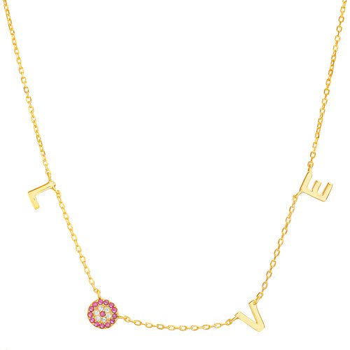 Sterling Silver Gold Plated Love Small Round Evil Eye Pendant Necklace - Allyanna Gifts