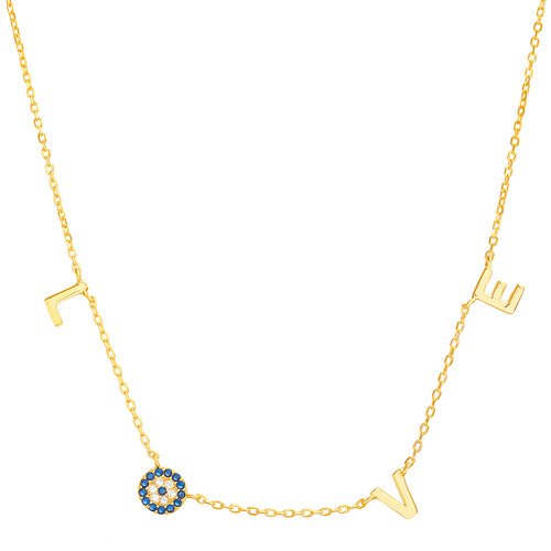 Sterling Silver Gold Plated Love Small Round Evil Eye Pendant Necklace - Allyanna Gifts