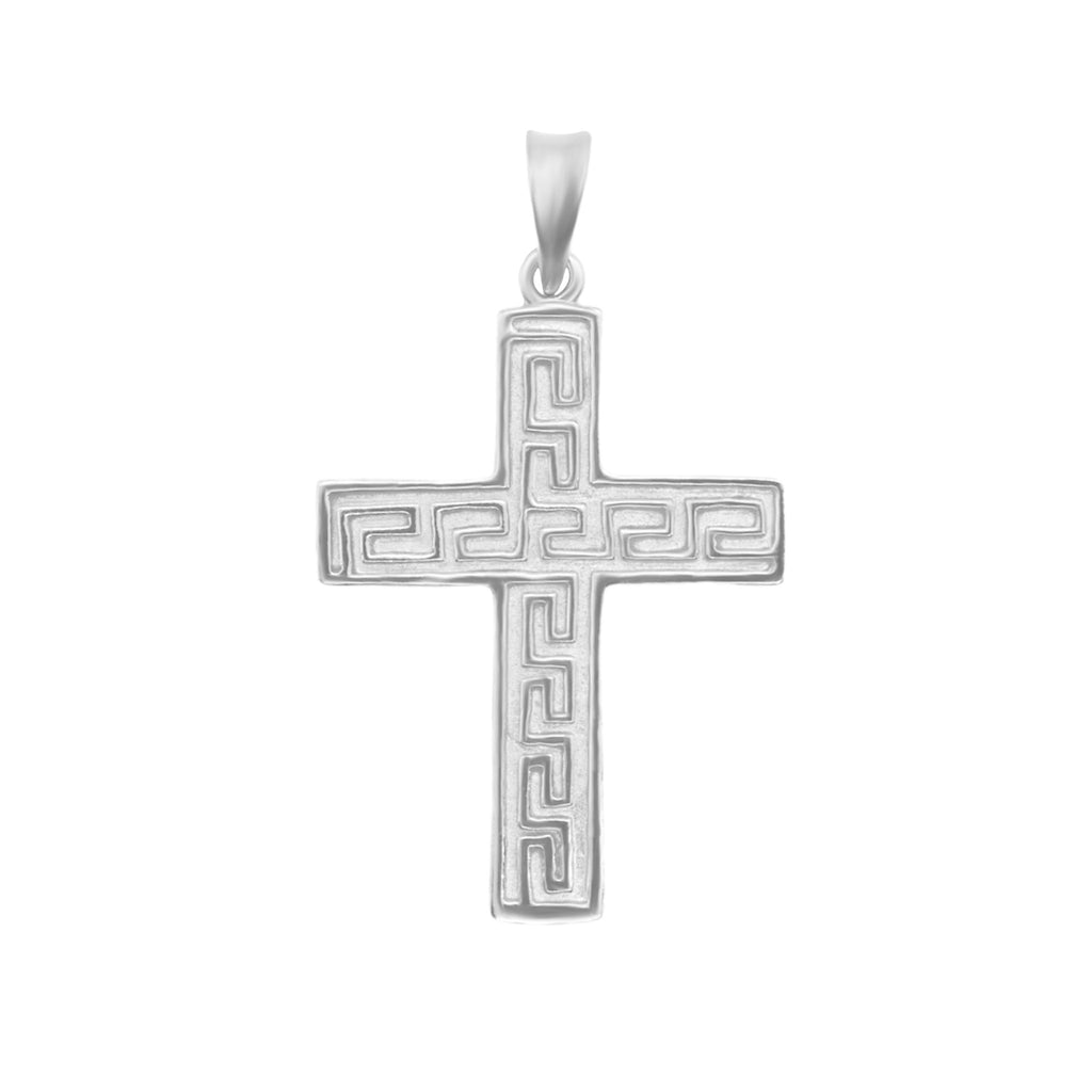 Sterling Silver Greek Key Design Cross Pendant - Allyanna GiftsPendant