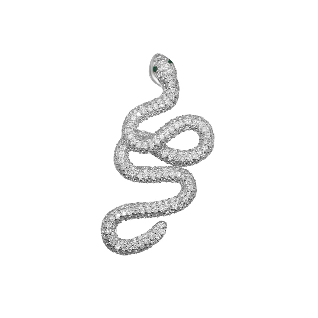 Sterling Silver Green Eyed Snake Pendant - Allyanna GiftsPendant