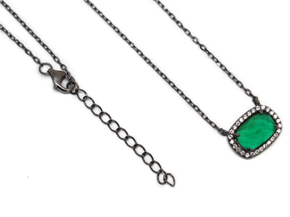 Sterling Silver Green Gemstone Necklace - Allyanna GiftsJEWELRY