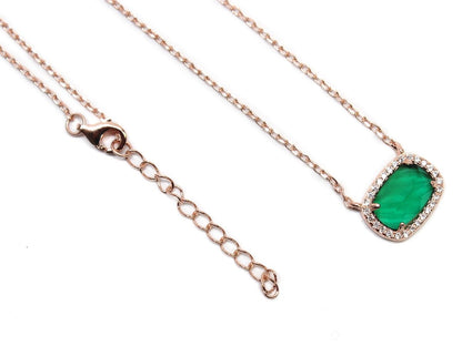 Sterling Silver Green Gemstone Necklace - Allyanna GiftsJEWELRY