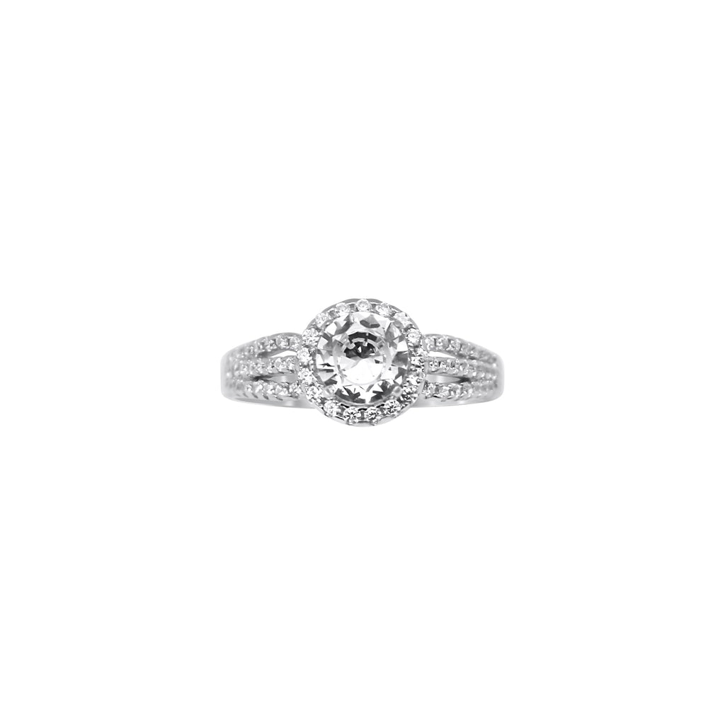 Sterling Silver Halo Circle Cut Wedding/Engagement Ring - Allyanna GiftsRINGS
