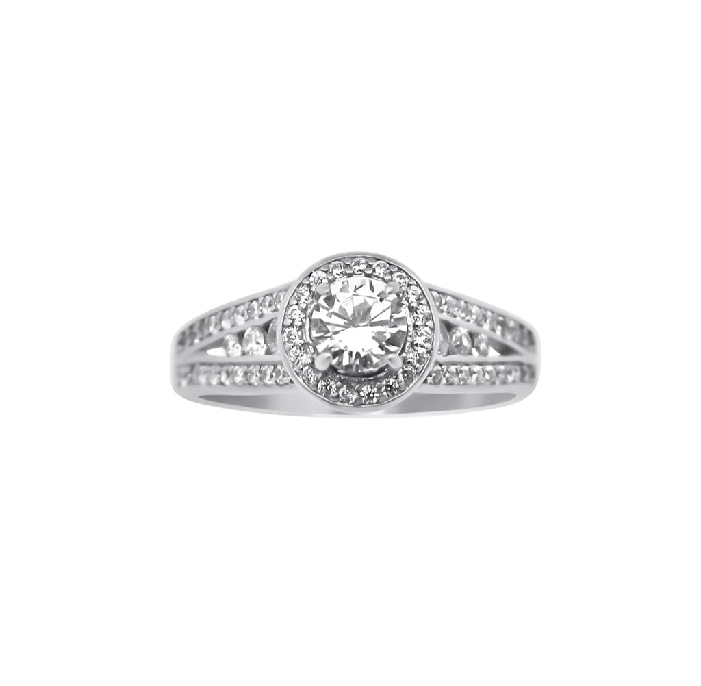 Sterling Silver Halo Wedding Ring, Engagement Ring - Allyanna GiftsRINGS