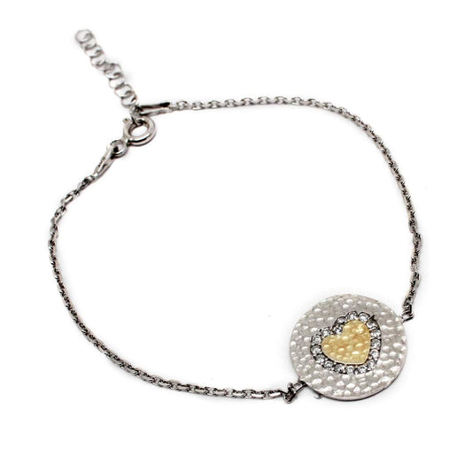 Sterling Silver Hammered Heart Bracelet - Allyanna GiftsJEWELRY