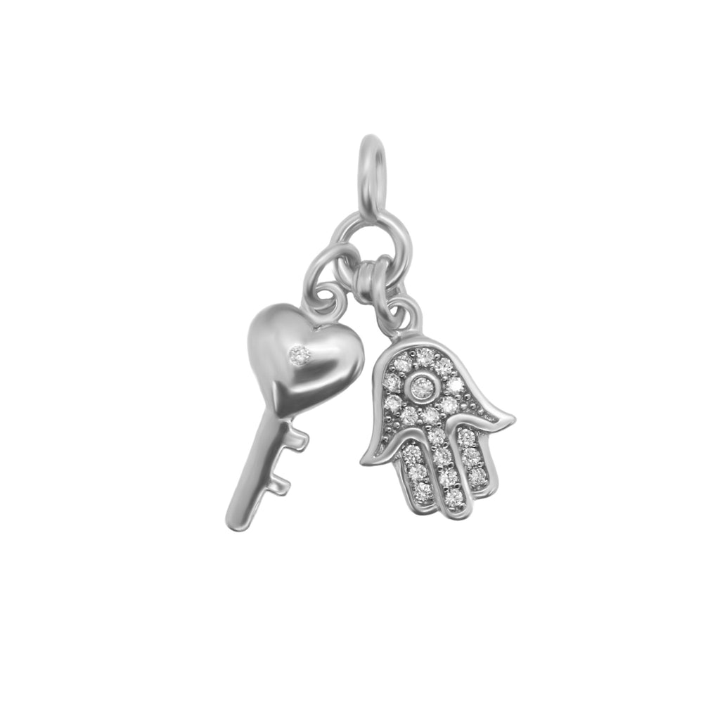 Sterling Silver Hamsa Hand & Key Pendant - Allyanna GiftsPendant