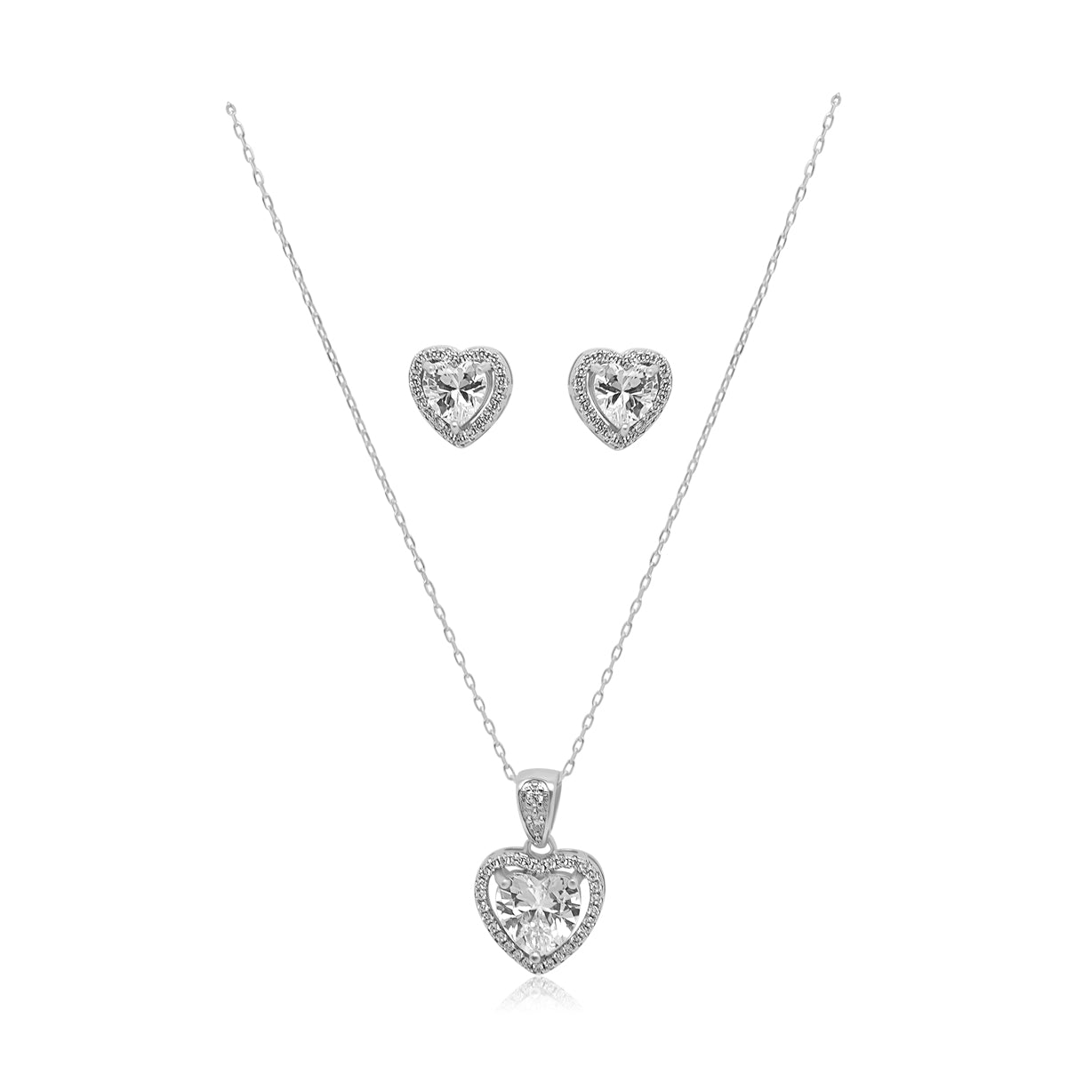 Sterling Silver Heart Halo Ear/Pendant Set - Allyanna GiftsNECKLACE