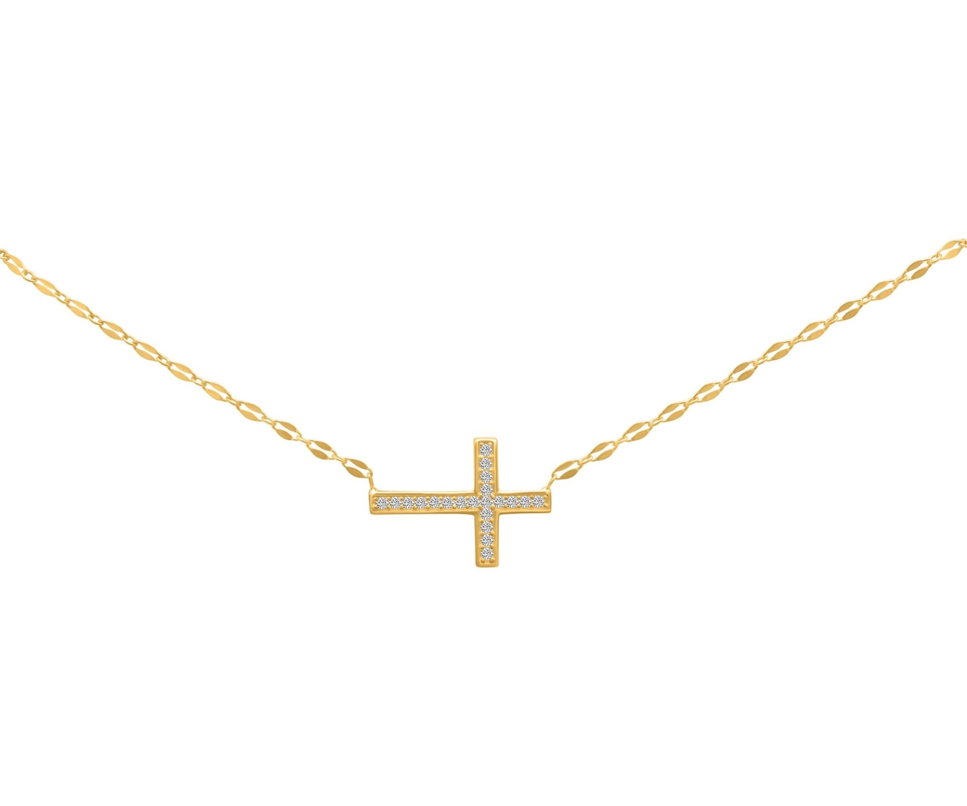 Sterling Silver Lana Chain Large CZ Cross Necklace - Allyanna Gifts