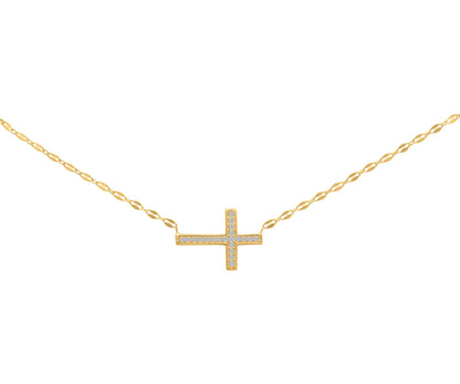 Sterling Silver Lana Chain Large CZ Cross Necklace - Allyanna Gifts