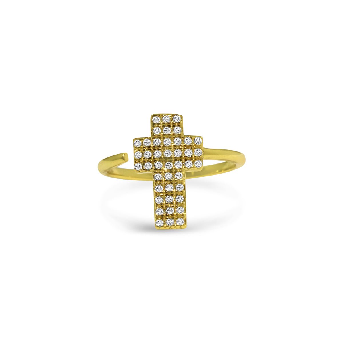 Sterling Silver Large Cross CZ Ring - Allyanna GiftsRINGS