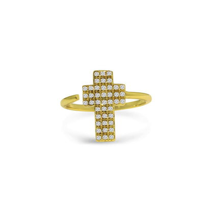 Sterling Silver Large Cross CZ Ring - Allyanna GiftsRINGS