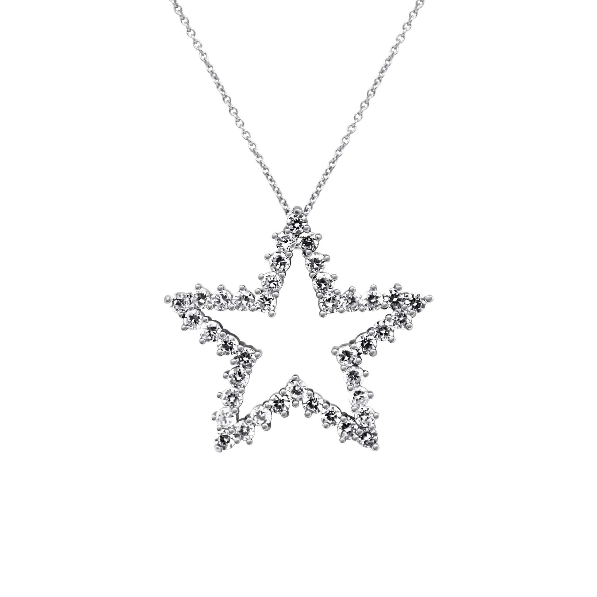 Sterling Silver Large Star CZ Necklace - Allyanna Gifts