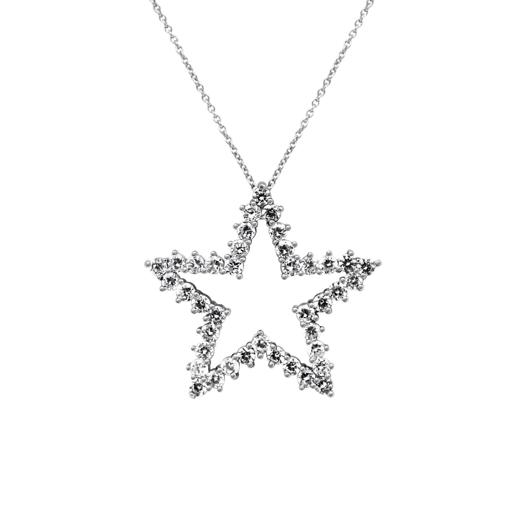 Sterling Silver Large Star CZ Necklace - Allyanna Gifts