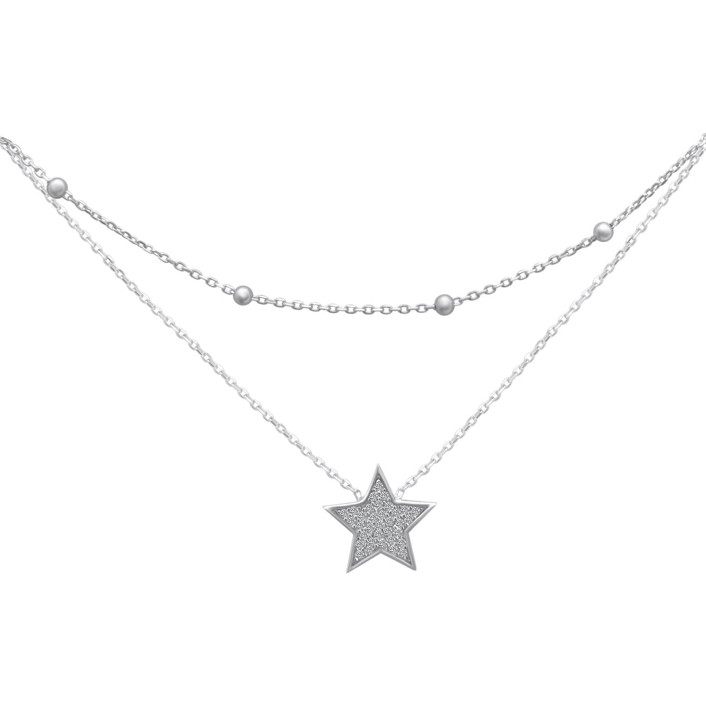 Sterling Silver Layered Bead Star Necklace - Allyanna Gifts